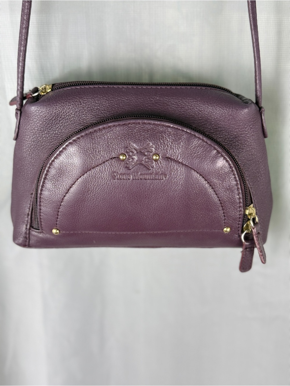 Stone Mountain Eggplant Purple Leather Crossbody Bag EUC